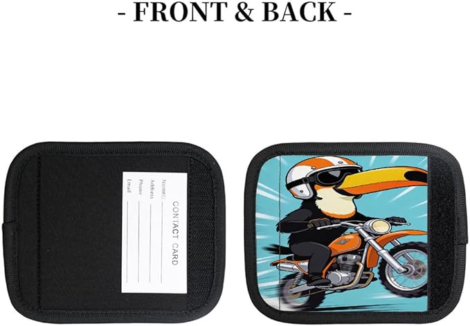 2 Pack Luggage Handle Wrap with Travel Tags - Non-Slip Protective Cover Soft Handle Grips Covers for Suitcase(Tucano Motorcycle)