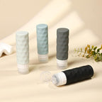 Silevoler Travel Bottles for Toiletries, 4pcs Tsa Approved 3oz Travel Size Containers, BPA Free Leak Proof Premium Silicone Bottles, Refillable Liquid Squeezable Accessories W/Toiletry Bag