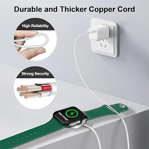 𝟐𝟎𝟐𝟔 𝐔𝐩𝐠𝐫𝐚𝐝𝐞𝐝 for Apple Watch Charger Magnetic Fast Charging Cable [Portable] Magnetic Wireless Charging Compatible with iWatch Series Ultra/10/9/8/7/6/SE/SE2/5/4/3-[6.6FT/2M] White
