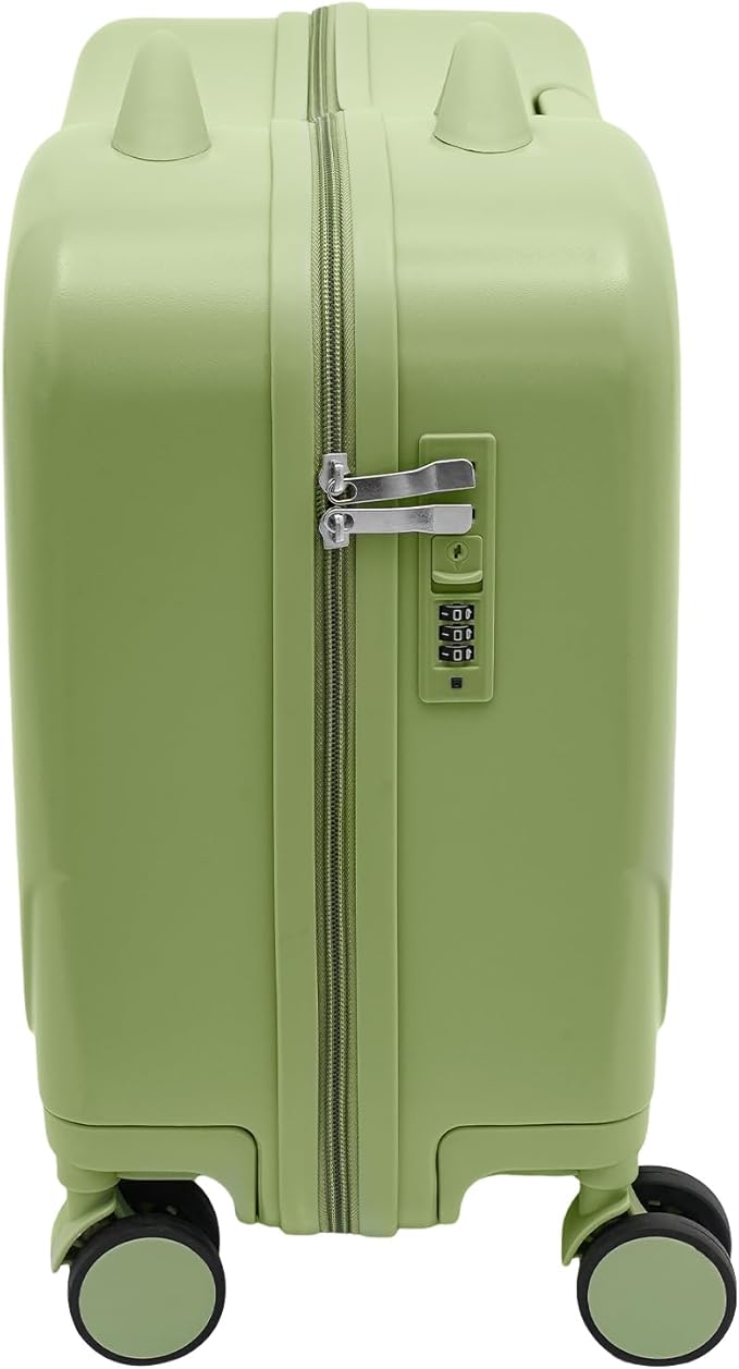 18" Kids Ride-On Suitcase,Children's Carry On Luggage Case,Rolling Luggage With Lock,Travel Trolley Case for Short Trips,School Trips,Outings (Olive green)