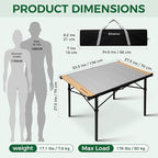KingCamp Camping Table Folding Portable Table Aluminum Roll Up Lightweight Foldable Large Camp Table for Indoor Outdoor Picnic Backyard, 53.5"X27.5"