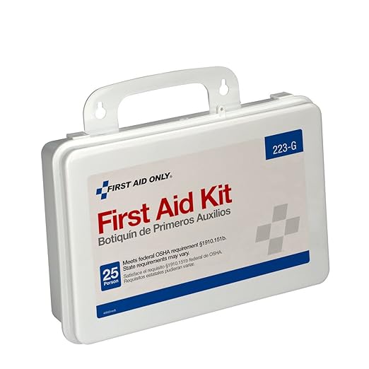 First Aid Only 223-G 25-Person OSHA-Compliant First Aid Kit for Office, Home Renovation, Job Sites, and Construction Vehicles, Gasket Provides Extra Water Resistance, 107 Pieces
