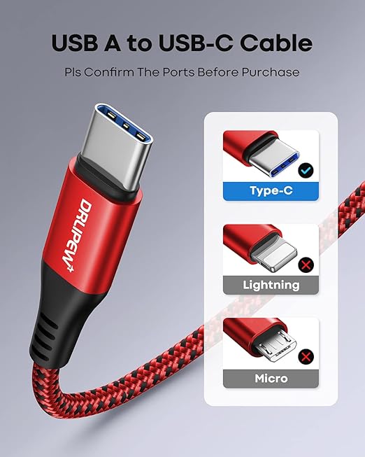 USB C Cable 10 ft 3Pack, Extra Long USB A to USB C Cable 10ft Braided Type C Fast Charging Cord for Samsung Galaxy S20 S21 S22 S23 S24 Ultra 5G S10 S9, A20 A51 A52 A72, iPhone 15 Series, PS5, Switch