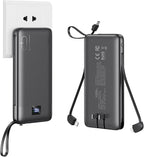 Portable Charger with Built-in Cables 10000mAh Power Bank with Cords, Slim Fast Charging Battery Pack, Portable Phone Charger for iPhone 16/15/14/13 Series, Samsung, Pixel, Travel Camping Essential