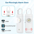Rechargeable Personal Alarms for Women - Christmas Birthday Gifts for Women, Stocking Stuffers for Teen Girl, Daughter, Safety Keychain Flashlight, Siren Alarm, Travel College Essentials (White)