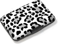 Credit Card Holder, Mini Aluminum Card Wallet RFID Blocking Slim Metal Hard Card Case for Women Men, White Leopard