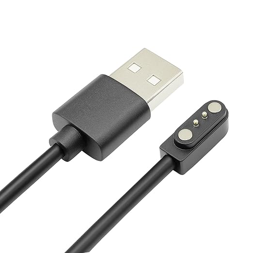 Charger Compatible with VeryFitPro, Fitpolo, Tozo, and YAMAY Smartwatches Including Models SW025, Letsfit ID205L, Replaceable Magnetic USB Cable, Smart Watch Fast Charging Cable (2, Black)