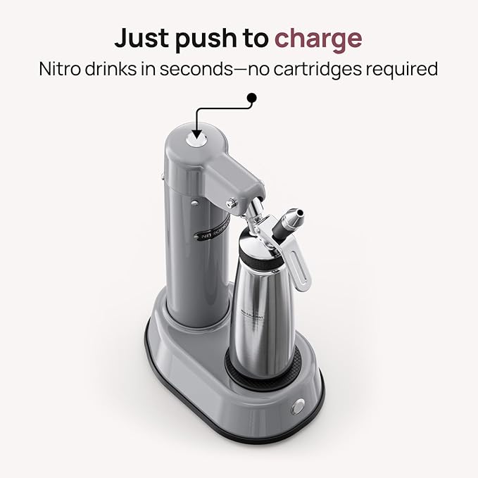 NitroPress DS Electric Nitro Cold Brew Coffee & Cocktail Maker Machine, Air-Powered Nitro Coffee Maker & Nitrogen Infuser for Coffee Matcha Cocktails & Drinks Stainless Steel Home Bar Beverage System