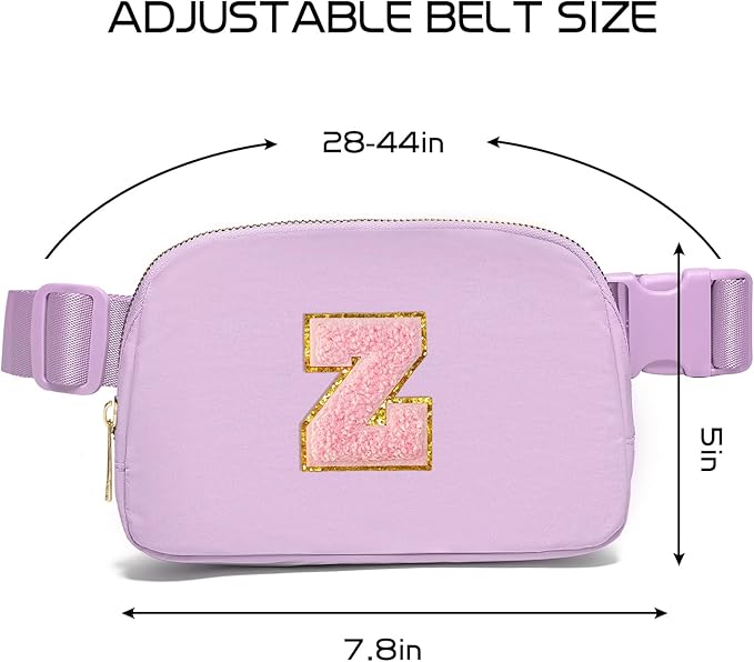 Gitus Initial Belt Bag Fanny Pack Crossbody Bag for Girls Birthday Gifts Age 8-10 Teen Girl Gifts Trend Stuff Personalized Letter Gifts for Daughter Sister (Lavender-Z)