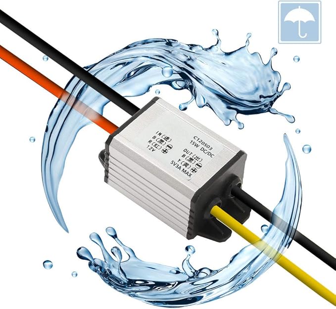 3Pcs 12V to 5V DC Converter Car Power Voltage, Waterproof DC 6.3-22V 12V Step Down to 5V 3A 15W Voltage Regulator Buck Converter Power Supply Step-Down Module Compatible with Vehicle Car Truck Volt