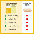 FOMIN -Antibacterial Paper Soap Sheets for Traveling -300 Variety(Lemon,Orange,Lavender) Portable Soap Sheets for Travel in Tin-Dissolvable Mini Portable Travel Hand Washing Sheet for Camping & Hiking