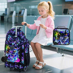 HPJGD 5PCS Girls Suitcase Set, Kids Water-Resistant Rolling Luggage, Cute Butterfly Travel Carry-On for Elementary/Preschool Toddler