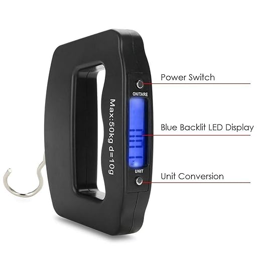 Portable Travel Luggage Electronic Scale, Digital LCD Hanging Box Weighing Scale 110 pounds/50 kilograms, Fishing, Luggage, Gifts (Hooks)