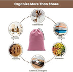 LFH Cotton Rich Shoe Storage Bags with Drawstring, Dustproof Breathable Reusable Organizer, Perfect For Travel, Dorm, Hotel, College, Gym, Easy to Carry, Machine Washable 12"x17" (Pack of 2) - Pink
