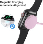 Fast Charger for Apple Watch Charger, Magnetic iWatch Charger to USB A Cable 3.3FT with USB A Wall Plug Adapter for Apple iWatch Series Ultra/10/9/8/7/6/SE/5/4/3/2 (Pink)