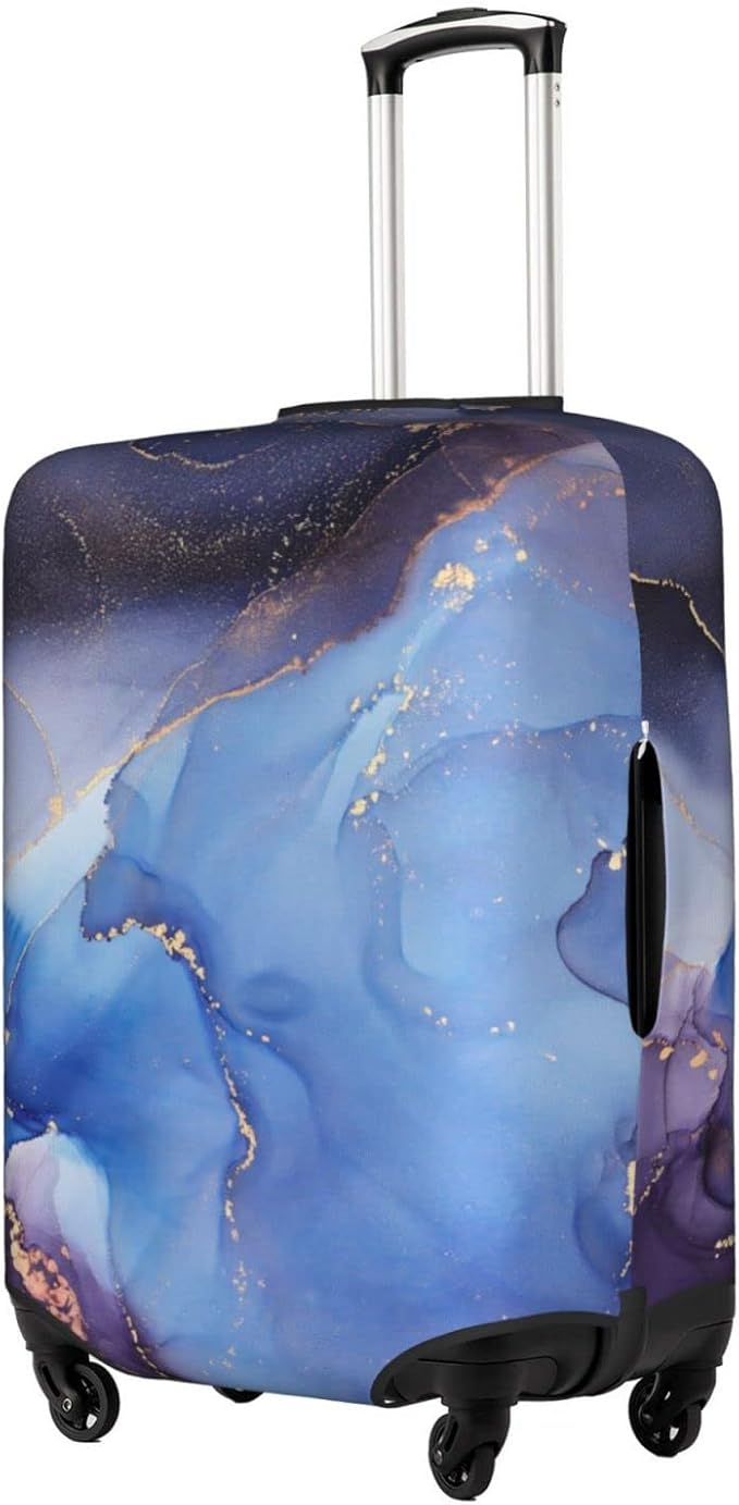 Travel Luggage Cover Suitcase Protector Fits 25-28 Inch Luggage, Blue Purple Marble Elastic Washable Stretchy Anti-scratch Luggage Sleeve with Concealed Zipper for Wheeled Suitcase Travel Accessories