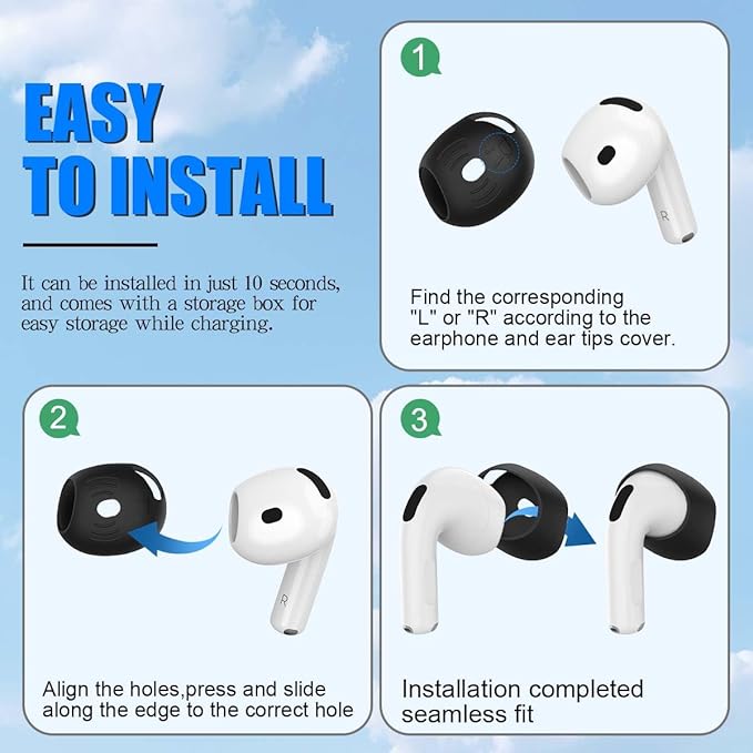 5 Pairs for AirPods 4 Ear Tips Cover, Silicone AirPod 4 Earbuds Cover Anti Slip Soft Air Pod 4 Accessories Compatible with Airpods 4th Generation 2024 [Fit in Charging Case] - 5 Color