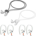 Magnetic Anti-Lost Straps Compatible with AirPods 1st to 4th Generation and AirPods Pro 1st to 4th Generation, with 2 Additional Pairs of Ear Hooks (White Grey)