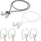 Magnetic Anti-Lost Straps Compatible with AirPods 1st to 4th Generation and AirPods Pro 1st to 4th Generation, with 2 Additional Pairs of Ear Hooks (White Grey)