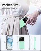 Portable Charger with Built in Cable - 20000mAh Fast Charging Power Bank USB C Slim 22.5W LED Display Battery Pack 5 Outputs & 3 Inputs for Travel Essentials iPhone Samsung Android Phones Tablets Cyan