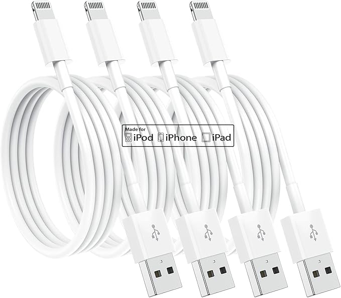 Susnwere 4 Pack [Apple MFi Certified] Apple Charging Cables 6ft, iPhone Chargers, Lightning Fast iPhone Charging Cord for iPhone 12/11/11Pro/11Max/ X/XS/XR/XS Max/8/7, ipad(White)