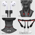 Compatible Airpods Strap, Silicone Anti-Lost Strap Wire Cable Connector Sports Neckband Compatible for Airpods Pro 3/2/1, Airpods 4, 3, 2, 1, Black with Red