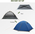 Night Cat 2-Persons Backpacking Tent: Waterproof Lightweight Camping Tent for Two People Hiking Outdoor Mountain with Aluminum Poles and Rainfly Green