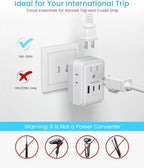 1 Pack US to Japan Plug Adapter, VINTAR PD 35W Foldable Japan Travel Essentials with 4 Outlets and 3 USB Ports(2 USB-C), 2 Prong to 3 Prong Outlet Adapter for USA to Japan Canada Philippine, Type A