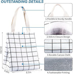iknoe Insulated Lunch Bag for Women & Adults, 9L Foldable Wide-Open Cooler Bag with Pockets, Leakproof & Portable, for Picnic, Office, Beach(White grid)