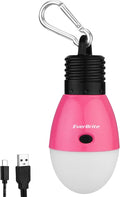 EverBrite Rechargeable Camping Light, Portable Tent Lantern,3 Lighting Modes, Hanging Tent Light Bulbs with Clip Hook for Hiking, Fishing, Backpacking, Emergency and More-Pink