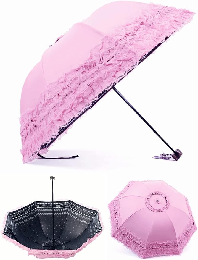 URAWESO Vintage Lace Parasol Gothic Lolita Umbrella UV Sun Protection Witch Cosplay Photoshoot Props Party Decoration