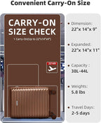 LARVENDER Carry on Luggage 22x14x9 Airline Approved, Expandable 20 Inch Hardside Suitcase with Wheels TSA Lock, PC+ABS Lightweight Carry on Suitcases for Women and Men, Maple (20/DB/TB)