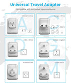 Universal Travel Adapter Kit, VINTAR PD 35W International Power Adapter with 3 USB Ports (2 USB C) and 4 AC Outlets, Type A,C,G,D,I,M Detachable Attachments, Adapter for US/EU/UK/India/AUS/Africa