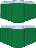 PartyPrints 25 Pack Kelly Green Blank Can Cooler Sleeves, Customizable Bulk Insulated Foam for Beer, Collapsible Plain Drink Holder, Cold Soda Insulator, 12oz Regular, 16oz Tall Cans