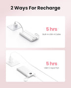 Portable Power Bank, 10000mAh Slim Portable Charger with Built-in Cables, External Battery Pack 5 Outputs 2 Inputs LED Display Compatible with iPhone/Android & More (White)