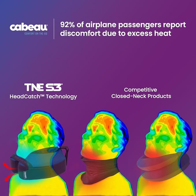 Cabeau Travel Neck Pillows for Airplanes The Neck's Evolution, TNE S3 Supportive Memory Foam Design for Long Haul Flights Attachable Seat Straps and 360 Support (Cairo Tan)