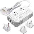 Ceptics South Africa Voltage Converter - 200W Convert 220V to 110V for Devices Like Curling Iron, Straightener, Chargers, Step Down World Power Plug 4 USB PD 18W Fast Charging Type M, G, E/F