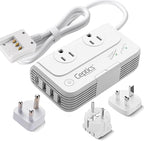 Ceptics South Africa Voltage Converter - 200W Convert 220V to 110V for Devices Like Curling Iron, Straightener, Chargers, Step Down World Power Plug 4 USB PD 18W Fast Charging Type M, G, E/F