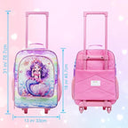 Girls Suitcase, Kids Sequins Rolling Luggage, Cute Mermaid Travel Carry on for Elementary Preschool Toddler