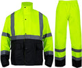 VENDACE Class 3 High Visibility Rain Suits,Rain Gear for Men Yellow/Lime Reflective Hi Vis Safety Rain Work Jacket,Pants