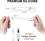 16Pcs 4.2" Silicone Cable Ties Cord Organizer for Cable Management, Reusable Cable Organizer Electronic Accessories in Home,Office,Kitchen,School,Travel(Black*8 & White*8)