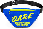 Tipsy Elves DARE Fanny Pack - Neon Blue Crossbody Bags w/Adjustable Waist Belt Straps Retro 80s Novelty Waist Bag