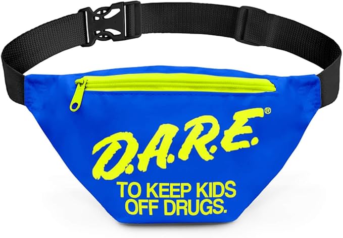 Tipsy Elves DARE Fanny Pack - Neon Blue Crossbody Bags w/Adjustable Waist Belt Straps Retro 80s Novelty Waist Bag