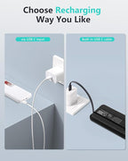 Miady [UL Listed] 2-Pack Portable Charger, 10000mAh Slim Power Bank Built-in 2 Cables Lightweight Travel Battery Pack 3 Outputs 2 Inputs Compatible with iPhone 17/16/15/14/13 Galaxy S24/S22 iPad etc
