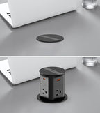 Pop Up Outlet for Countertop,Recessed Power Strip,Power Grommet 3.15 inch Desk Hole Insert,20W USB C,2 Outlets,2 USB C/2 USB A, Table Outlet,Desk Charging Station (Black, 3FT)