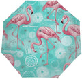 Travel Umbrella for Rain - Flamingo Windproof Compact Automatic Reverse Folding Umbrellas for Kids Women, Cute Small Auto Open Close Umbrella for Backpack, Commute, Car