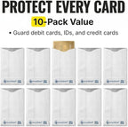 10x RFID Blocking Credit Card"DuPont TYVEK" Sleeves for wallet or purse. Protect your debit cards, credit cards and IDs from identity theft skiming.