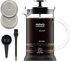French Press Coffee Maker Stainless Steel Cold Brew Heat Resistant Glass Coffee & Tea Maker with 2 Filter (600ml/20oz)