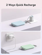 RORRY CharmGo Portable Charger, 10000mAh PD 30W Fast Charging Portable Charger Power Bank with Built-in Cables, Travel Keychain Charger Battery Pack for iPhone 17/16/15, for AirPods 2/3/4/Pro, Blue