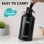 Swigina 1 Gallon Insulated Water Bottle with Silicone Boot (48hrs Cold/24hrs Hot) - DIY Stickers, Leakproof, BPA Free, 128 oz [2-IN-1 LID]